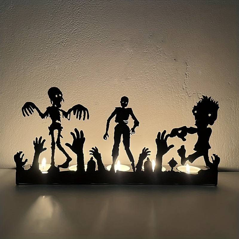 Halloween Iron Pumpkin Candle Holder - Hollowed-Out Decorative Candlestick