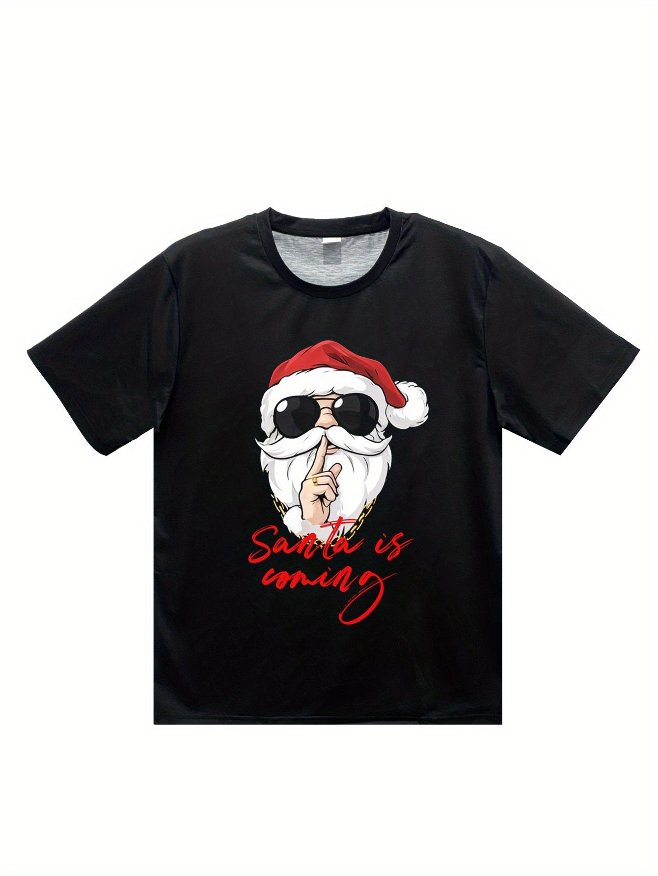 Men's Holiday Santa Claus 3D Printed T-shirt - "Santa Is Coming"