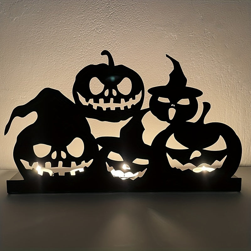 Halloween Iron Pumpkin Candle Holder - Hollowed-Out Decorative Candlestick