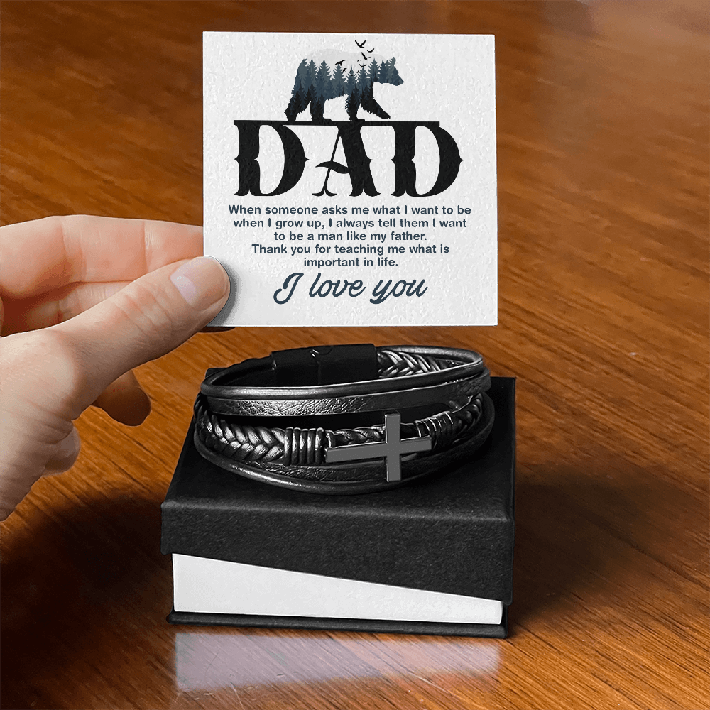 🗽Man Like My Father - Cross Leather Bracelet