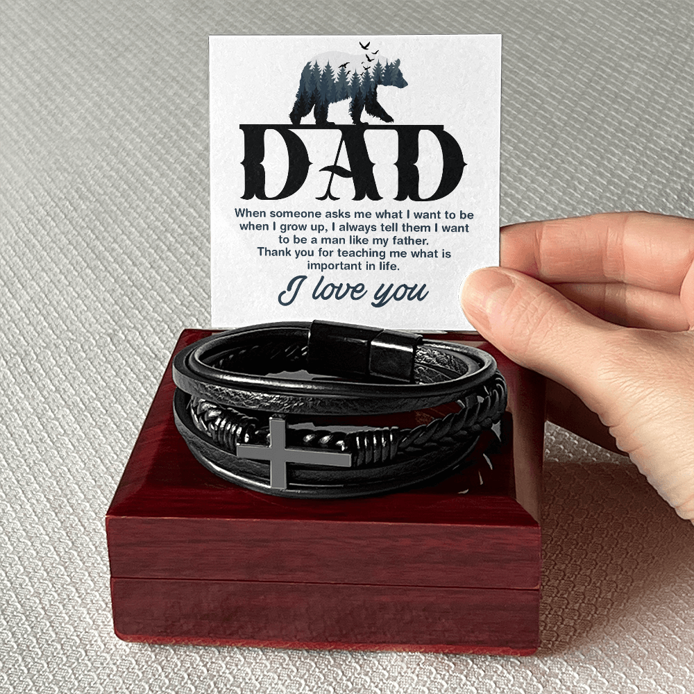 🗽Man Like My Father - Cross Leather Bracelet