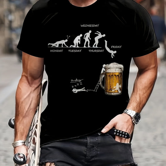 Men's Beer Patterned Printed T-shirt