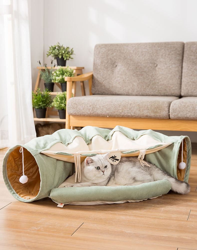 Hipipet Cat Tunnel for Indoor Cats | Collapsible, Washable Cat Bed and Play Tunnel