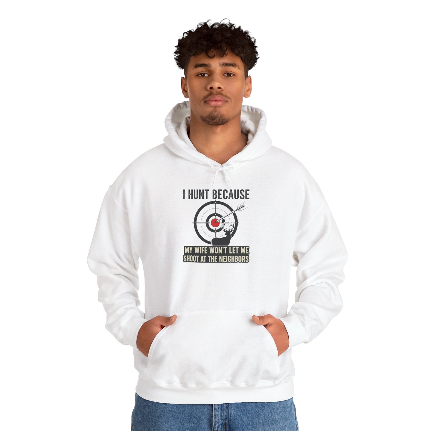 I Hunt Because... (Ask My Wife) - Heavy Blend™ Hooded Sweatshirt