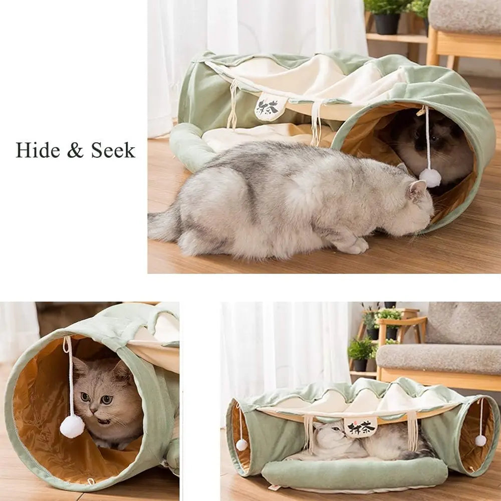 Hipipet Cat Tunnel for Indoor Cats | Collapsible, Washable Cat Bed and Play Tunnel