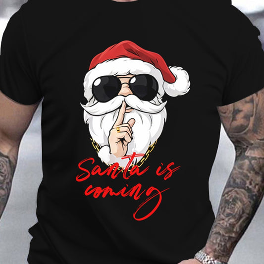 Men's Holiday Santa Claus 3D Printed T-shirt - "Santa Is Coming"