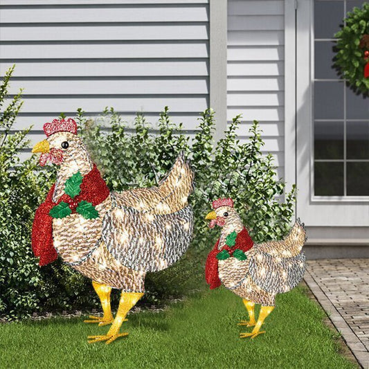 Christmas Chicken Lawn Ornaments