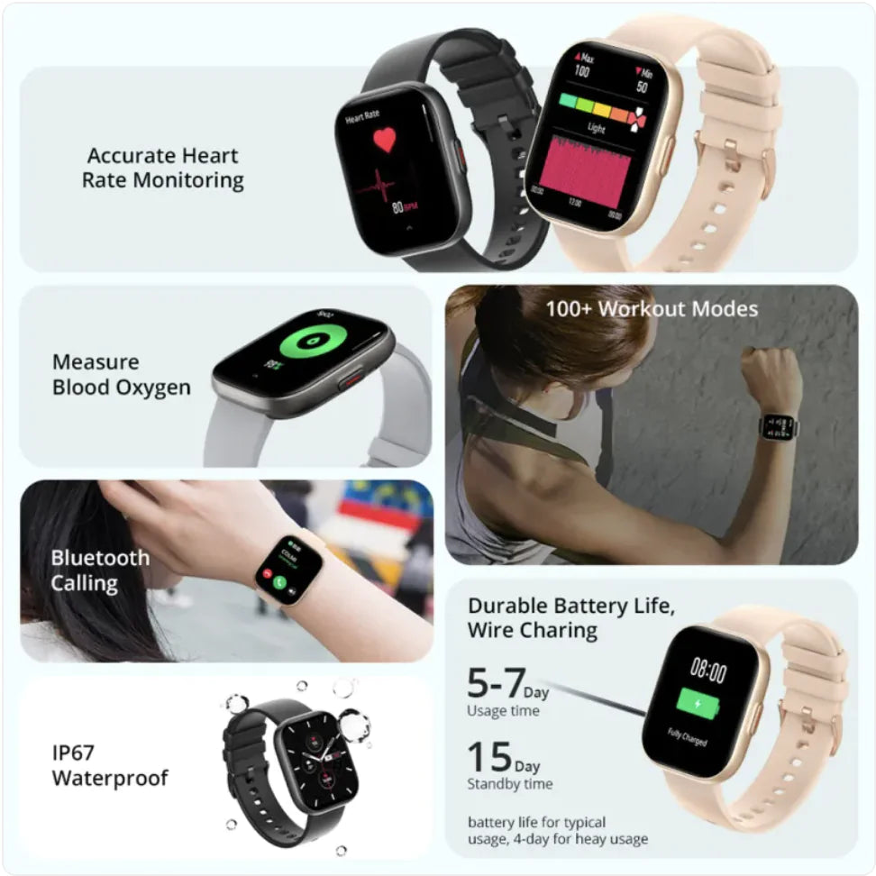 Smart Watch with Heart Rate Monitor & Step Counter