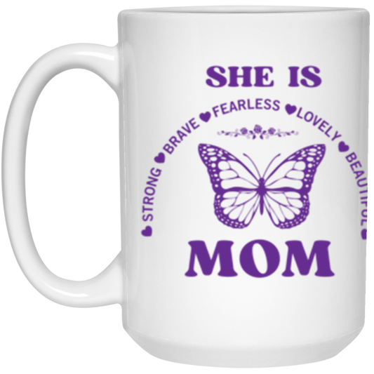 She is Mom (Purple) - 15 oz White Mug