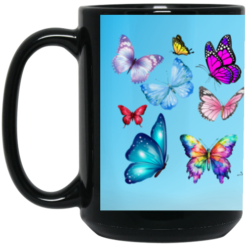 Butterfly - 15oz Black Mug