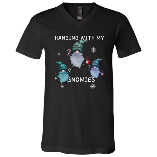 "Hanging With My Gnomies" - Unisex Jersey V-Neck T-Shirt