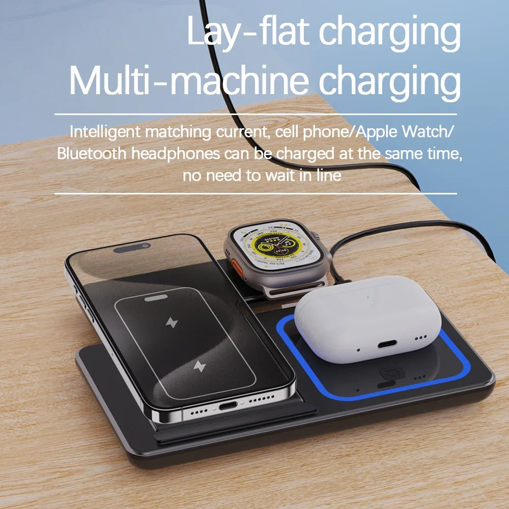 30W 3 in 1 LED Fast Wireless Charger Stand - iPhone / Apple Watch / Airpods Pro