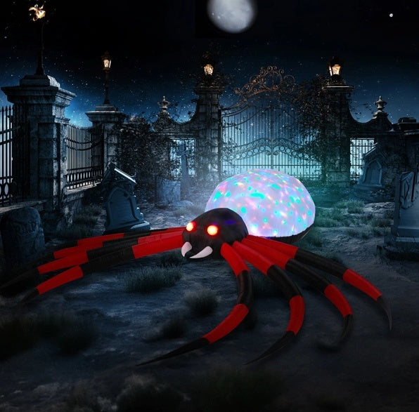 Giant 12ft Halloween Spider Inflatable w/Rotating LED Lights - Spooky Outdoor Decoration