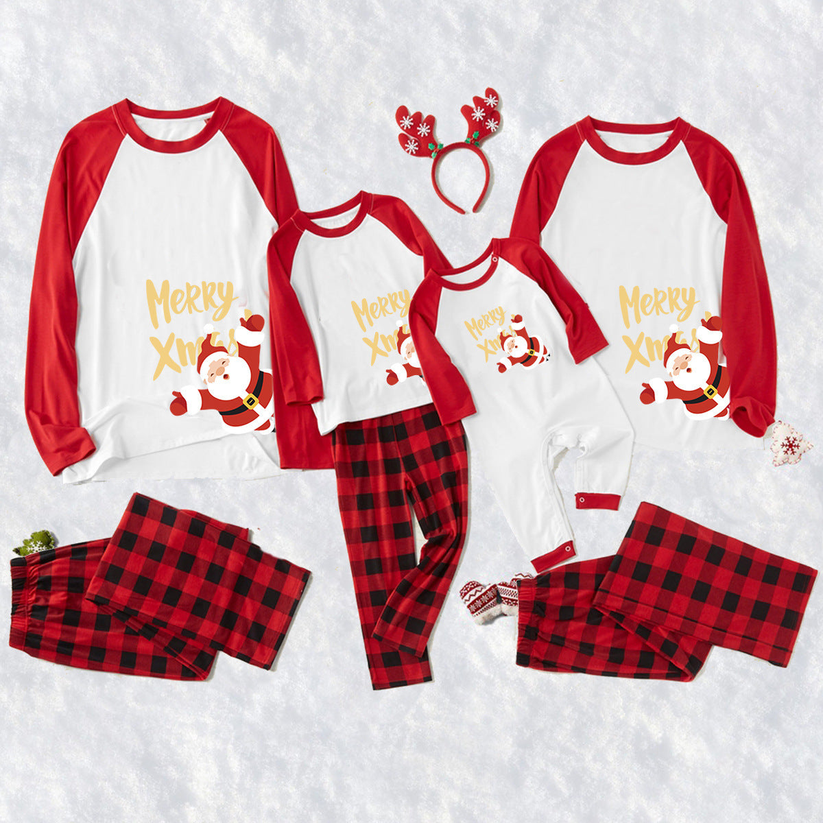 Christmas Family Pajamas Cartoon Cotton Black Animal Pattern