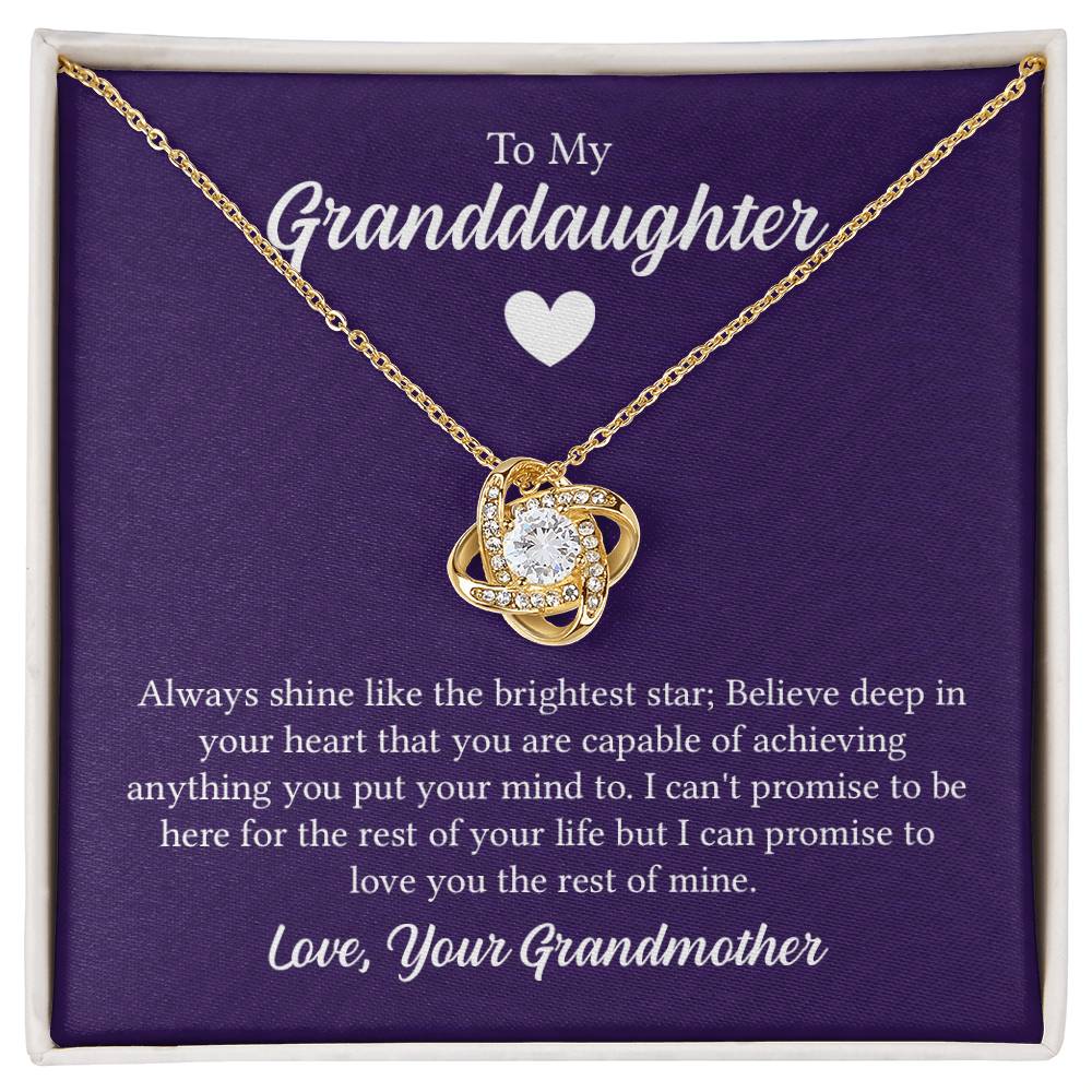 To My Granddaughter, Love Grandmother - "Promise To Love You" - Love Knot Necklace