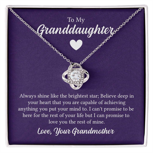 To My Granddaughter, Love Grandmother - "Promise To Love You" - Love Knot Necklace