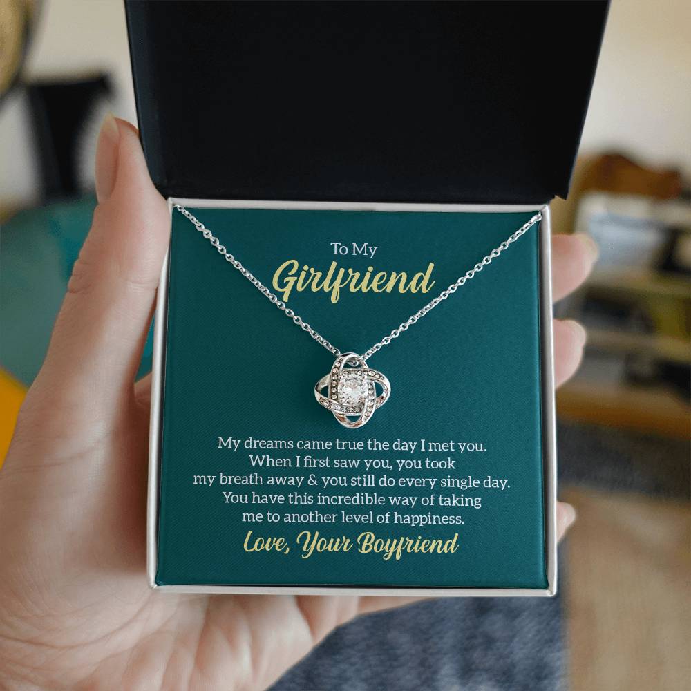 To My Girlfriend - "My Dreams Came True" - Love Knot Necklace