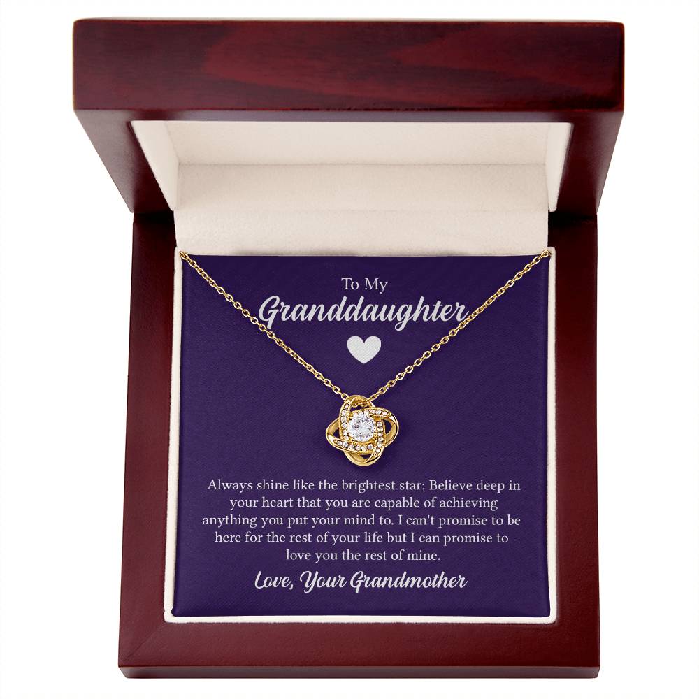 To My Granddaughter, Love Grandmother - "Promise To Love You" - Love Knot Necklace