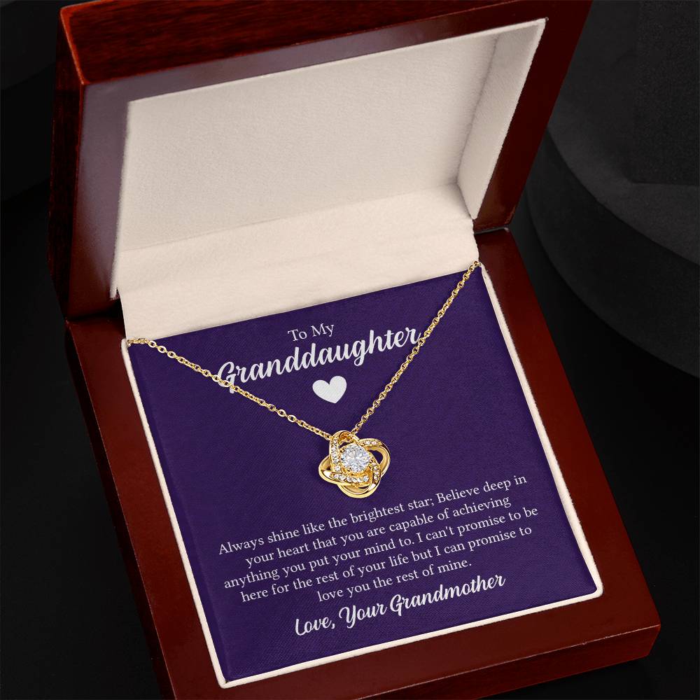 To My Granddaughter, Love Grandmother - "Promise To Love You" - Love Knot Necklace