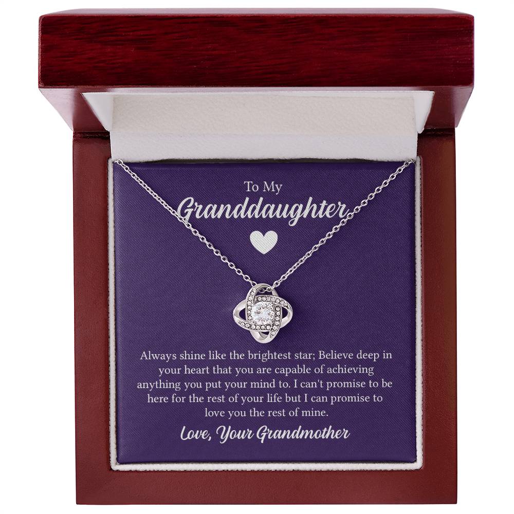 To My Granddaughter, Love Grandmother - "Promise To Love You" - Love Knot Necklace