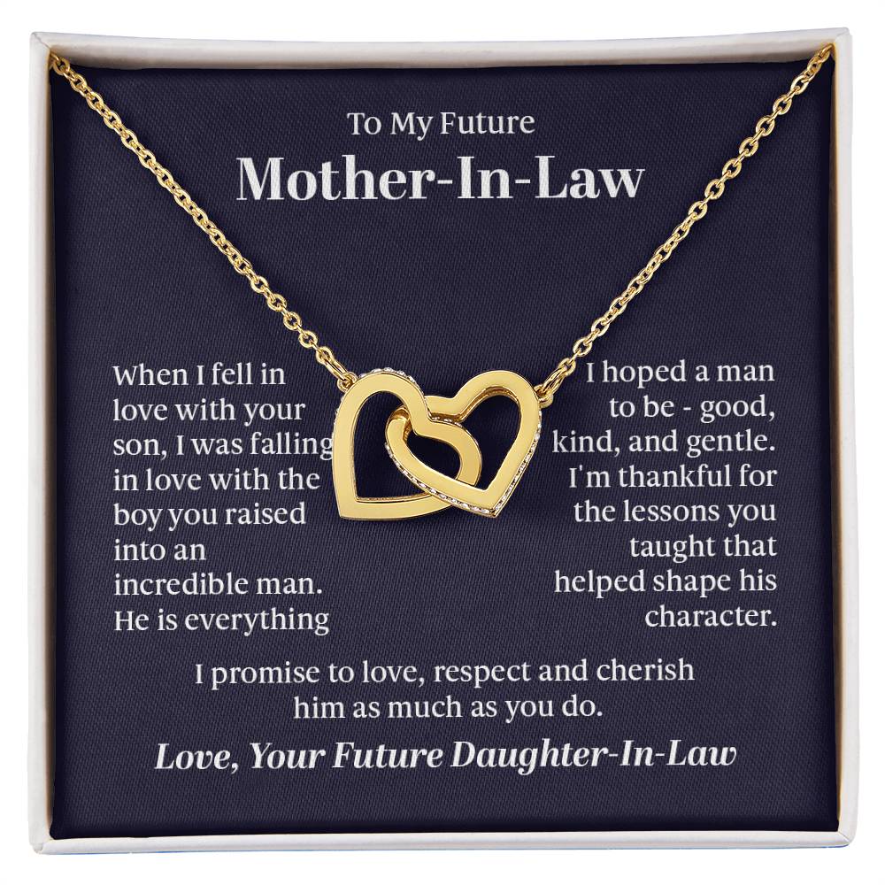 To My Future Mother-In-Law - "Boy You Raised" - Interlocking Hearts Necklace