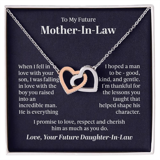 To My Future Mother-In-Law - "Boy You Raised" - Interlocking Hearts Necklace