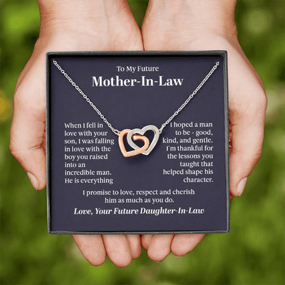 To My Future Mother-In-Law - "Boy You Raised" - Interlocking Hearts Necklace