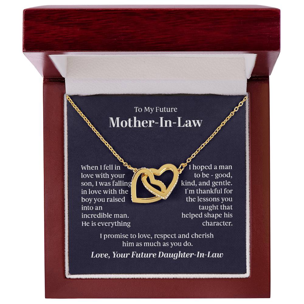 To My Future Mother-In-Law - "Boy You Raised" - Interlocking Hearts Necklace