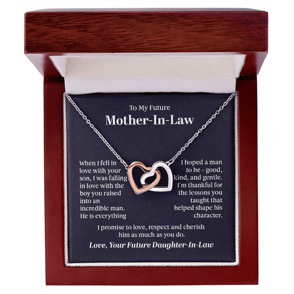 To My Future Mother-In-Law - "Boy You Raised" - Interlocking Hearts Necklace