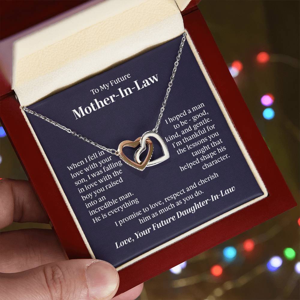 To My Future Mother-In-Law - "Boy You Raised" - Interlocking Hearts Necklace