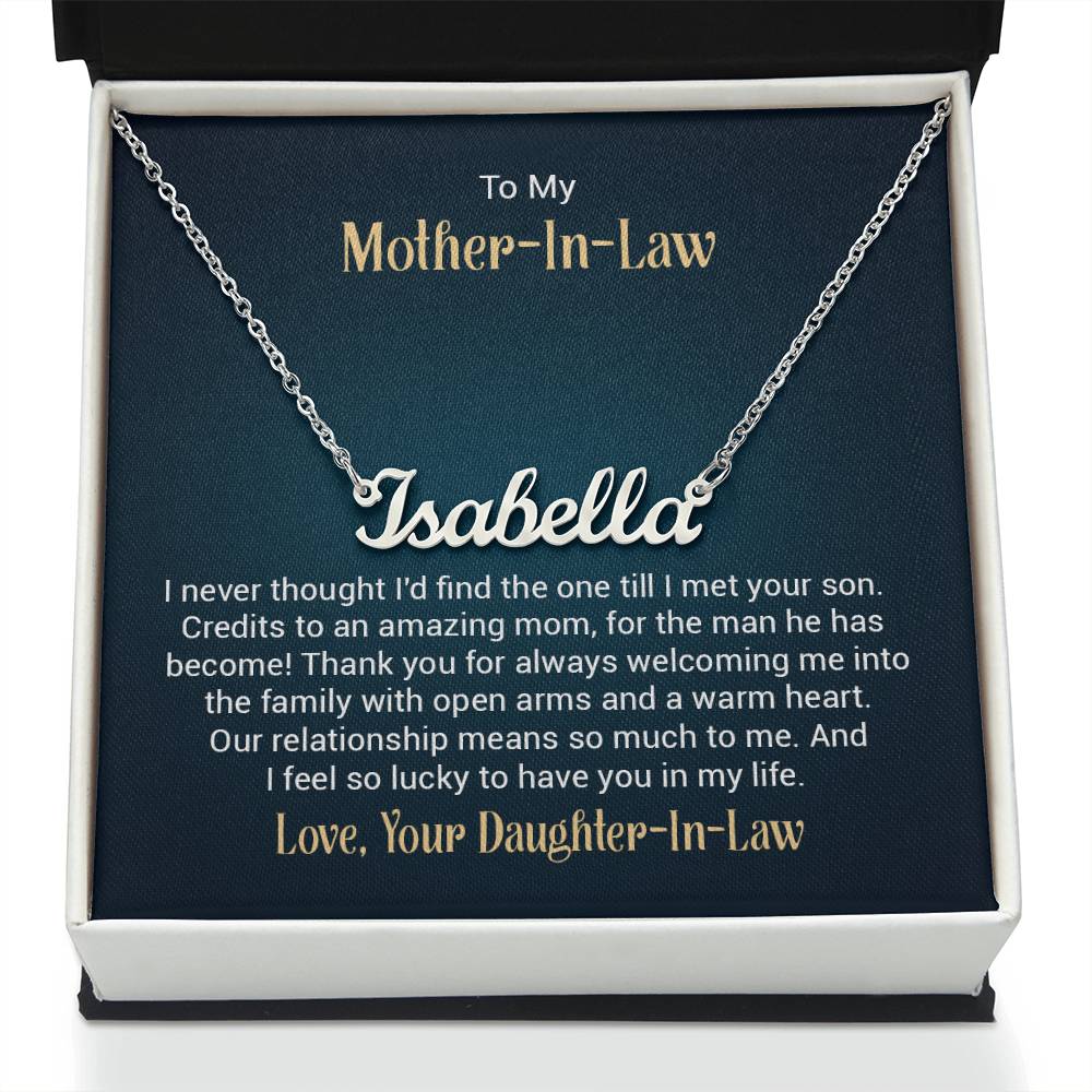 To My Mother-In-Law, Daughter-In-Law - "I Feel So Lucky" - Custom Name Necklace