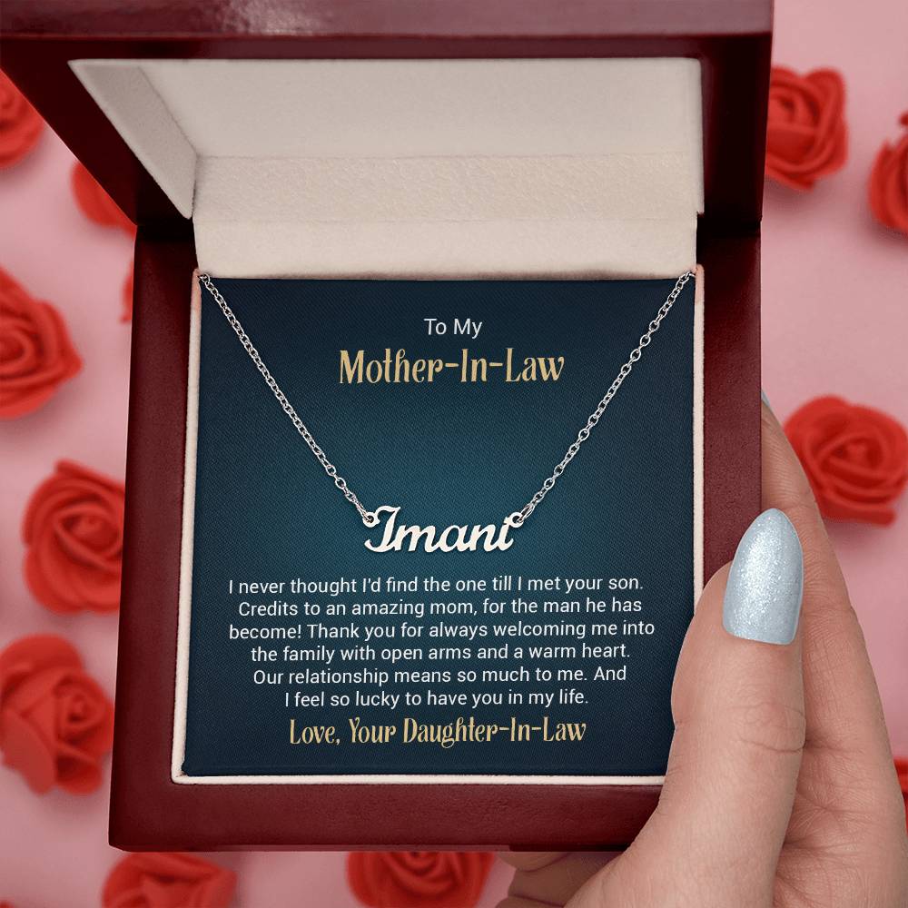 To My Mother-In-Law, Daughter-In-Law - "I Feel So Lucky" - Custom Name Necklace