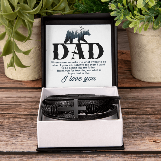 🗽Man Like My Father - Cross Leather Bracelet