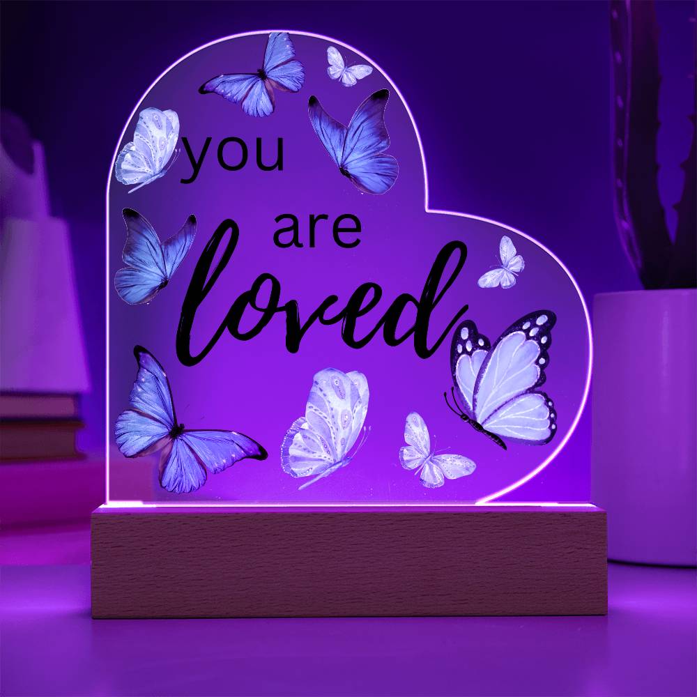 You Are Loved - Heart Acrylic Plaque with Base