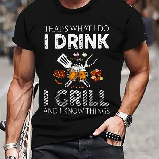 Men's Creative Top, "That's What I Do I Drink", Casual Short Sleeved T-shirt