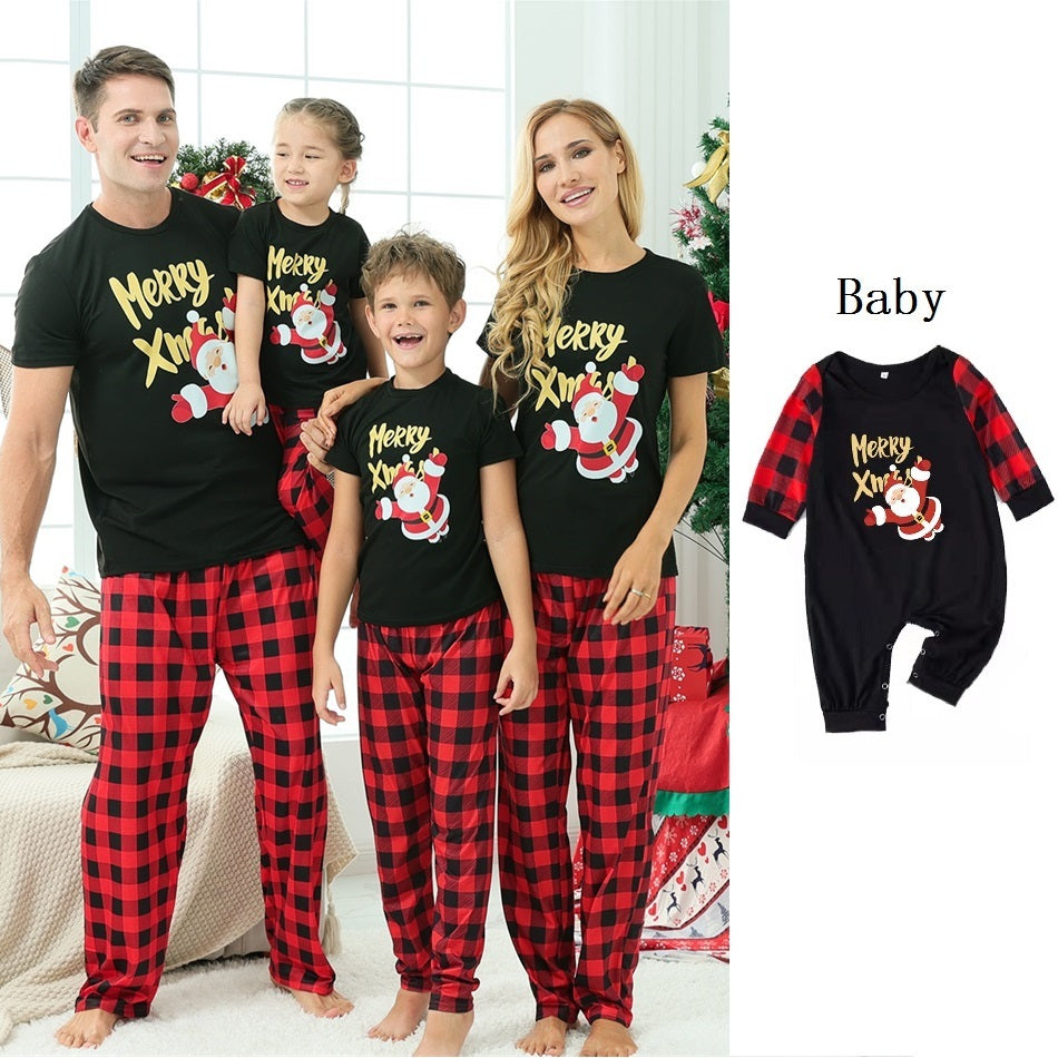 Christmas Family Pajamas Cartoon Cotton Black Animal Pattern