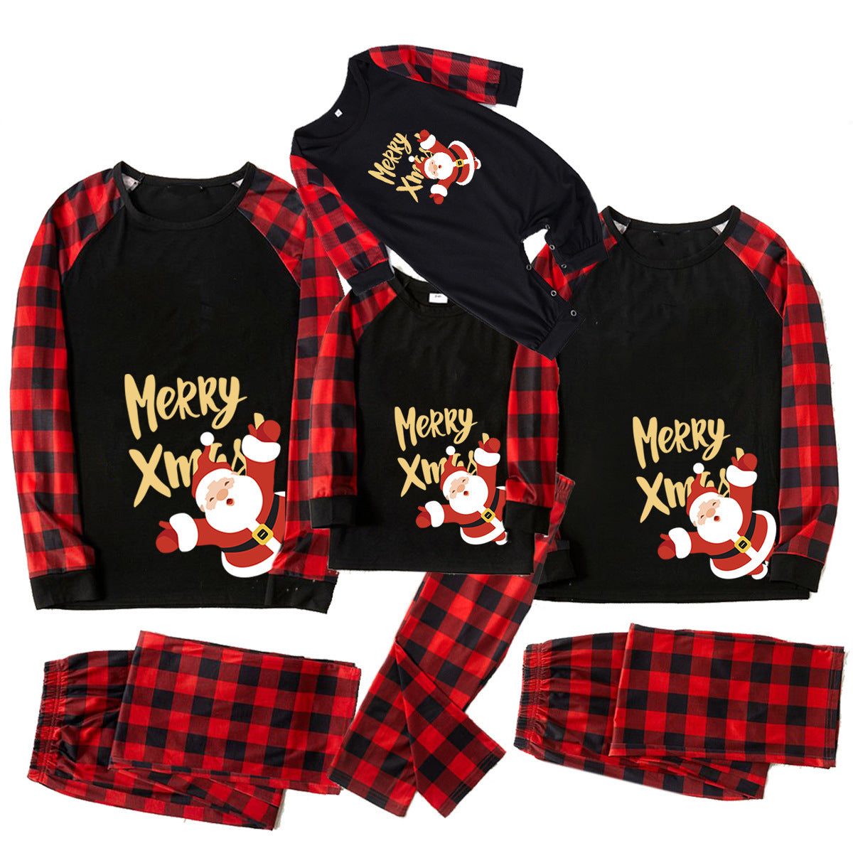 Christmas Family Pajamas Cartoon Cotton Black Animal Pattern