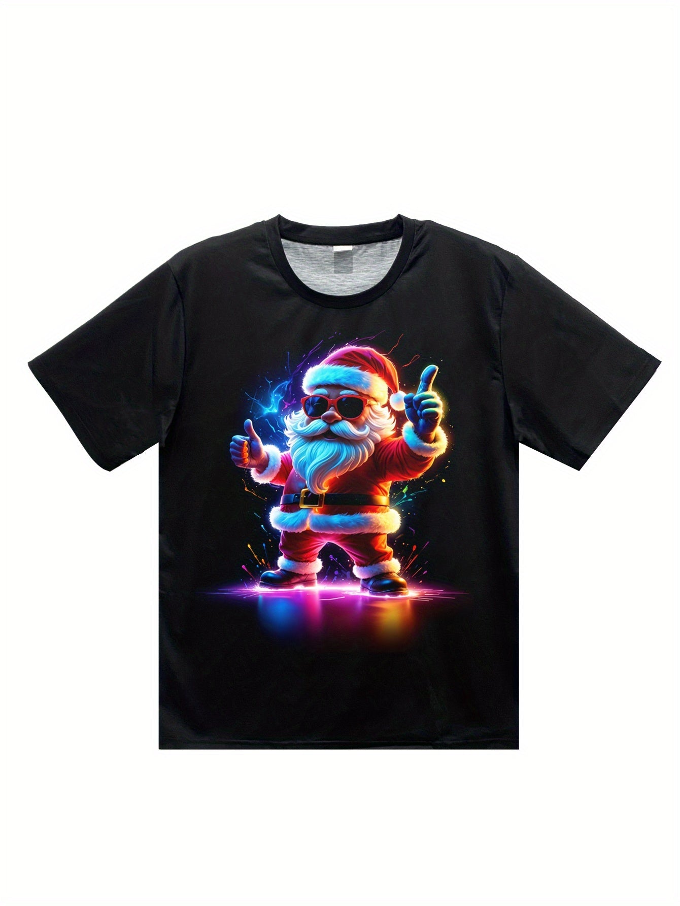 Men's 3D Santa Claus T-shirt - Casual Round Neck Short Sleeved