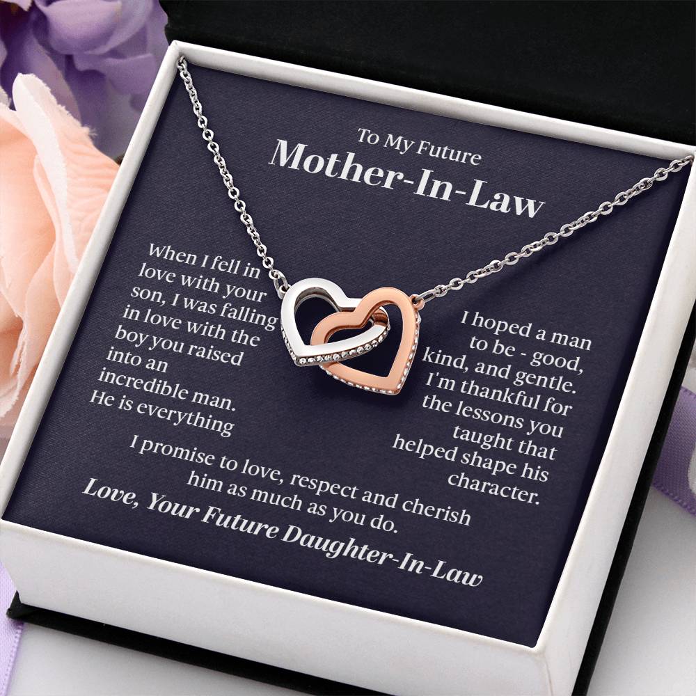 To My Future Mother-In-Law - "Boy You Raised" - Interlocking Hearts Necklace